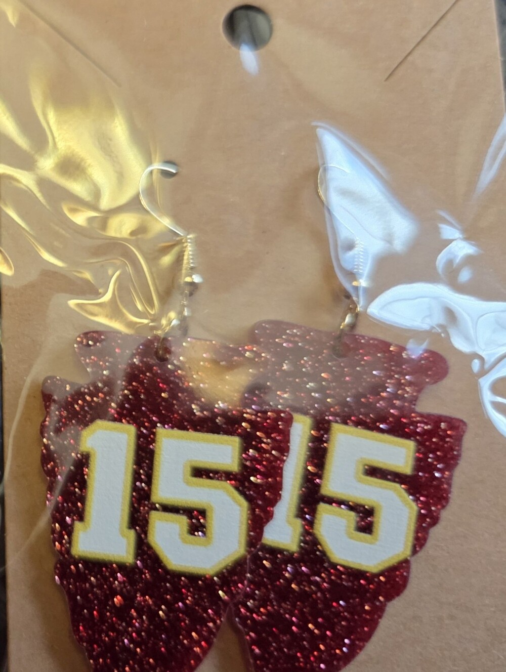Glitter #15 for KC Chiefs, Patrick Mahomes Earrings